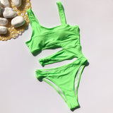 New Solid Bandage One Piece Swimsuit