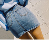 Women's Short Summer Split Denim Skirt