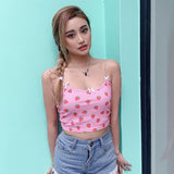 Cute Strawberry Print Pink Top
