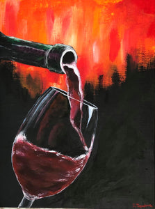 "Pouring wine" original painting