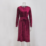Vintage Long Sleeve Velvet Dress