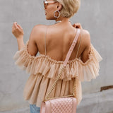 Backless v neck sexy blouse for summer