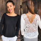 Backless Lace Embroidery Blouse