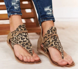 Leopard Pattern leather Rome Sandals