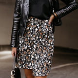 Women High Waist Leopard Print Mini Wrap Skirt