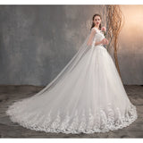 Chinese Wedding Dress With Long Cap Lace