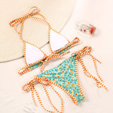 String Backless Triangle Micro Bikini Set