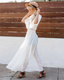 White Knitted Beach Cover up dress