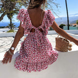 Summer Butterfly Sleeve Floral Print Dress