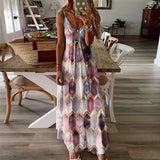 Women  Sleeveless Camisole A-Line  Casual Printed Long Dress