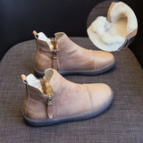 Autumn leather ankle boots for women