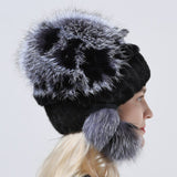Natural Fur Winter Stylish Knitted Women Hats