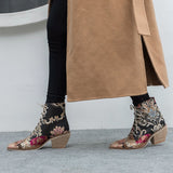 High Heel Embroidered Boots