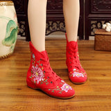 Embroidered Women Casual Cotton Short Ankle Boots
