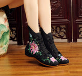 Embroidered Women Casual Cotton Short Ankle Boots