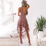 Sexy irregular Pink Lace Summer Dress